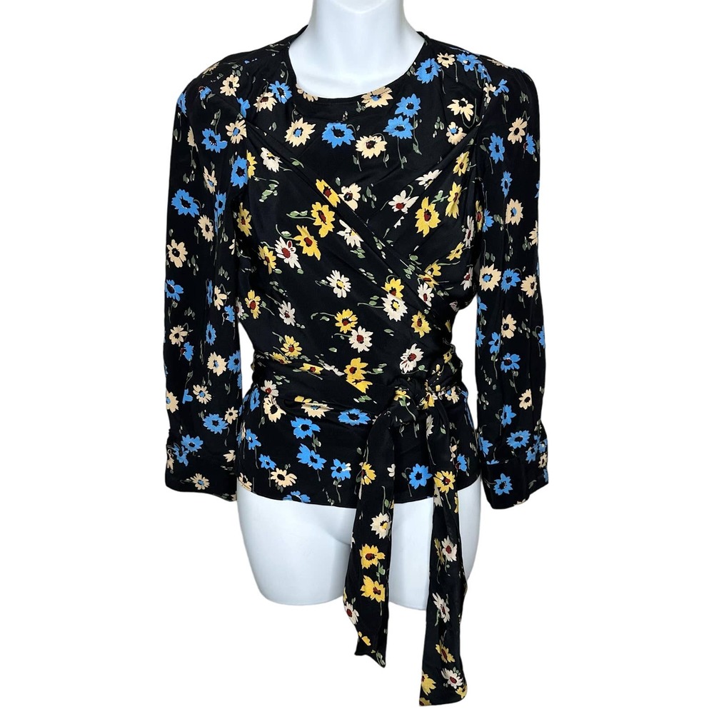 NO.6 Kelly Wrap Silk Top in Falling Floral Combo Size 0